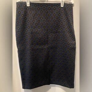 Ann Taylor Factory Women's Skirt, Blue & Black, Unlined, Zipper Back; Size 10
